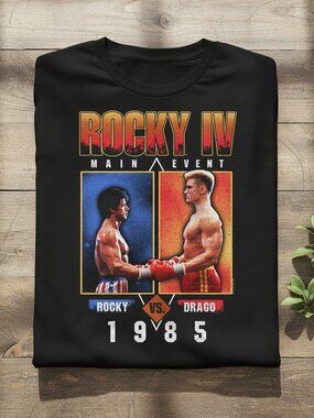 Rocky IV 1985 Main Event Rocky vs Drago Graphic Black Unisex T-Shirt